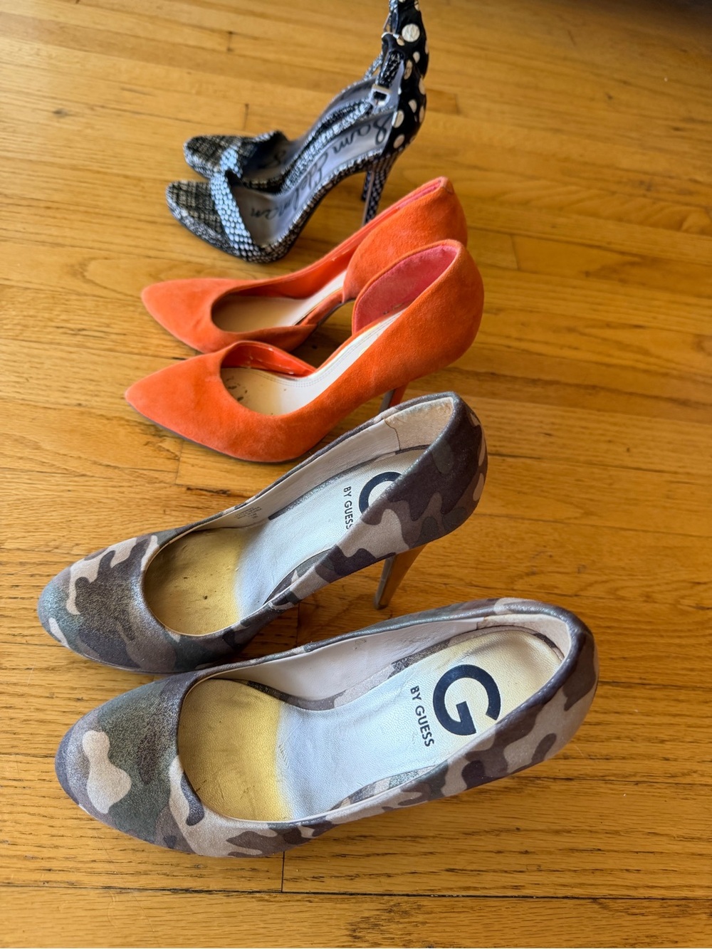 G by Guess Camouflage Pointed-Toe Pumps in Olive/Brown
